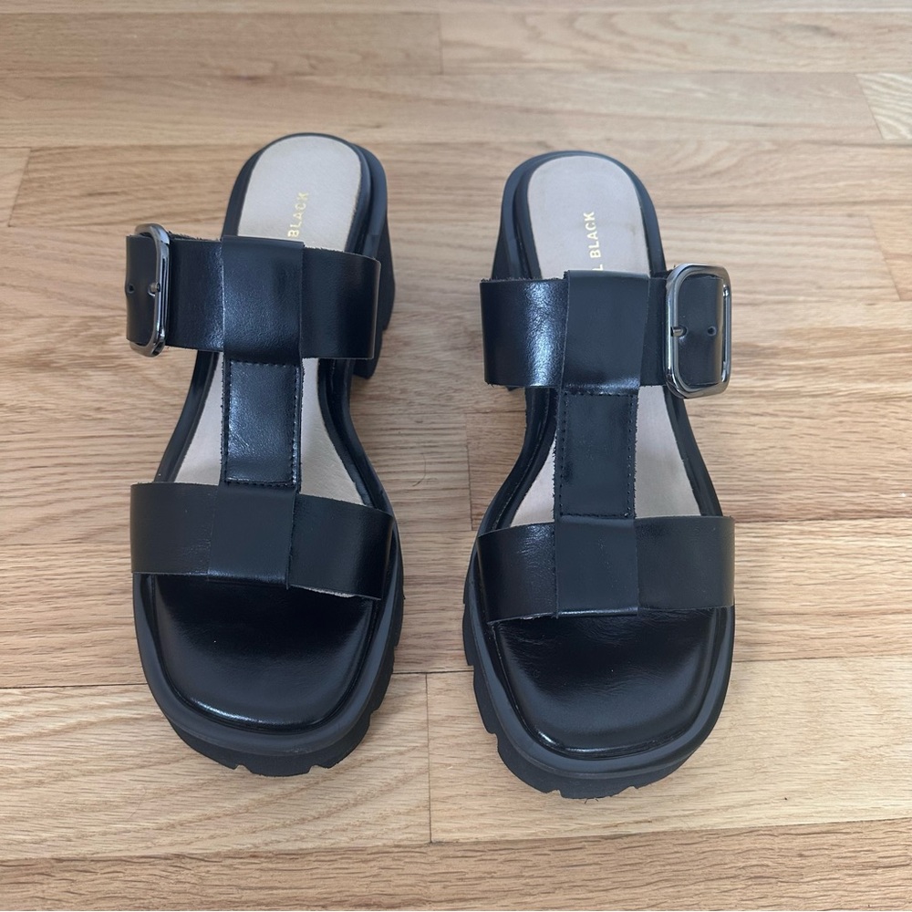 All Black, Black Leather Women's Sandals